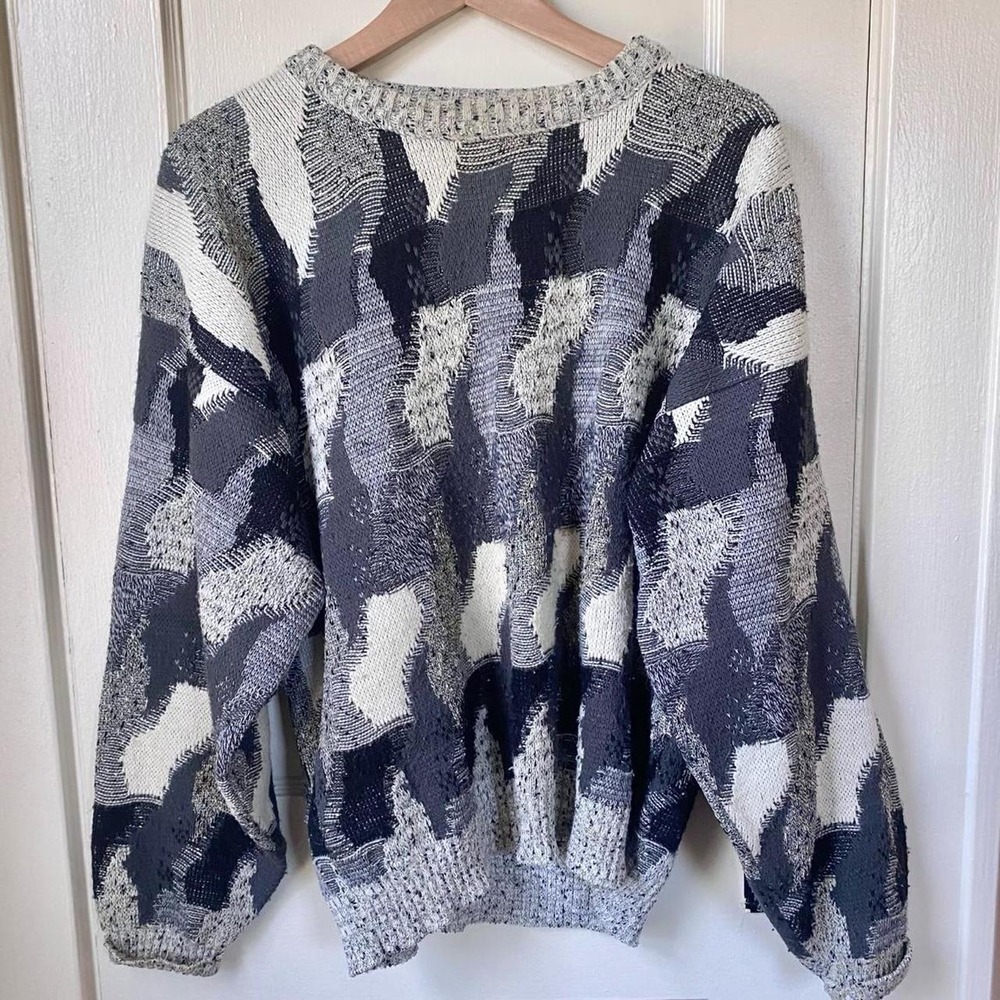 Vintage 90s y2k knit sweater chunky grandpa fisherman granola style Size M/L